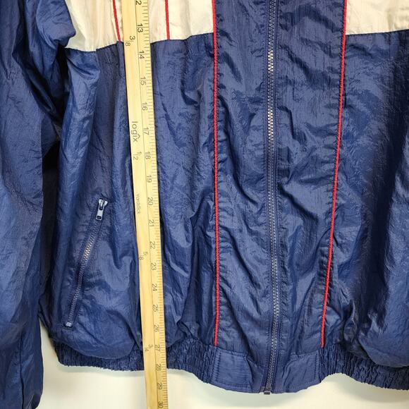 Vintage Wilson Tracksuit Jacket Mens XL Blue White Warmup Classic Fit Retro - Picture 11 of 14